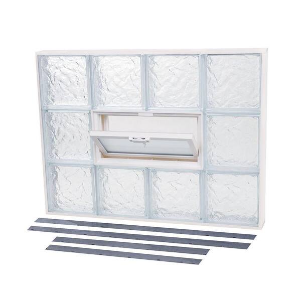 TAFCO WINDOWS 21.875 in. x 23.875 in. NailUp2 Vented Ice Pattern Glass Block Window