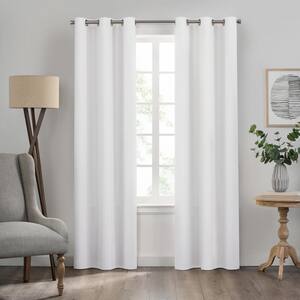 Kendall White Solid Polyester 42 in. W x 84 in. L Grommeted Blackout Curtain Panel