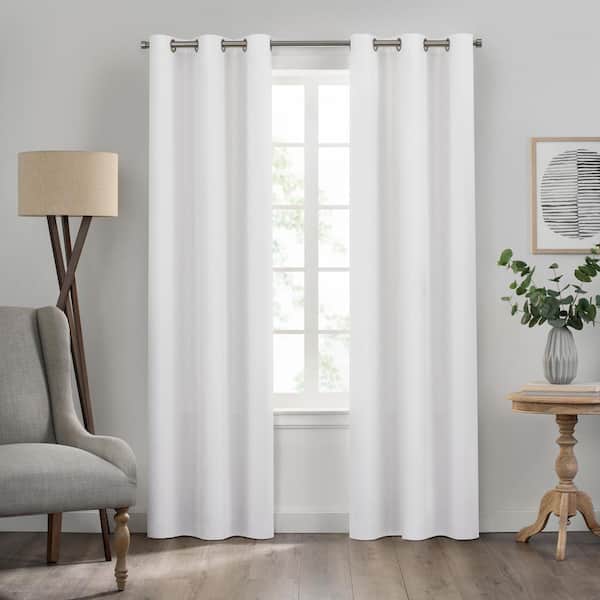 Eclipse Kendall Thermaback White Solid Polyester 42 in. W x 84 in. L Blackout Single Grommet Top Curtain Panel
