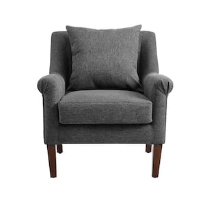 MIA Dark Gray Fabric Mid-Century Accent Arm Chair with Cushion and Legs