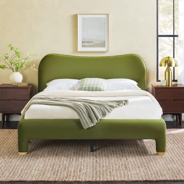 South Shore Maliza Dark Green Queen Size Bed 64 in. W with