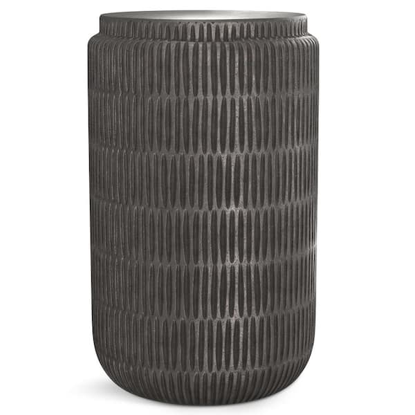 Simpli Home Juno Modern Industrial 14.6 in. Wide Round Cast Aluminum Side Table in Graphite, Fully Assembled