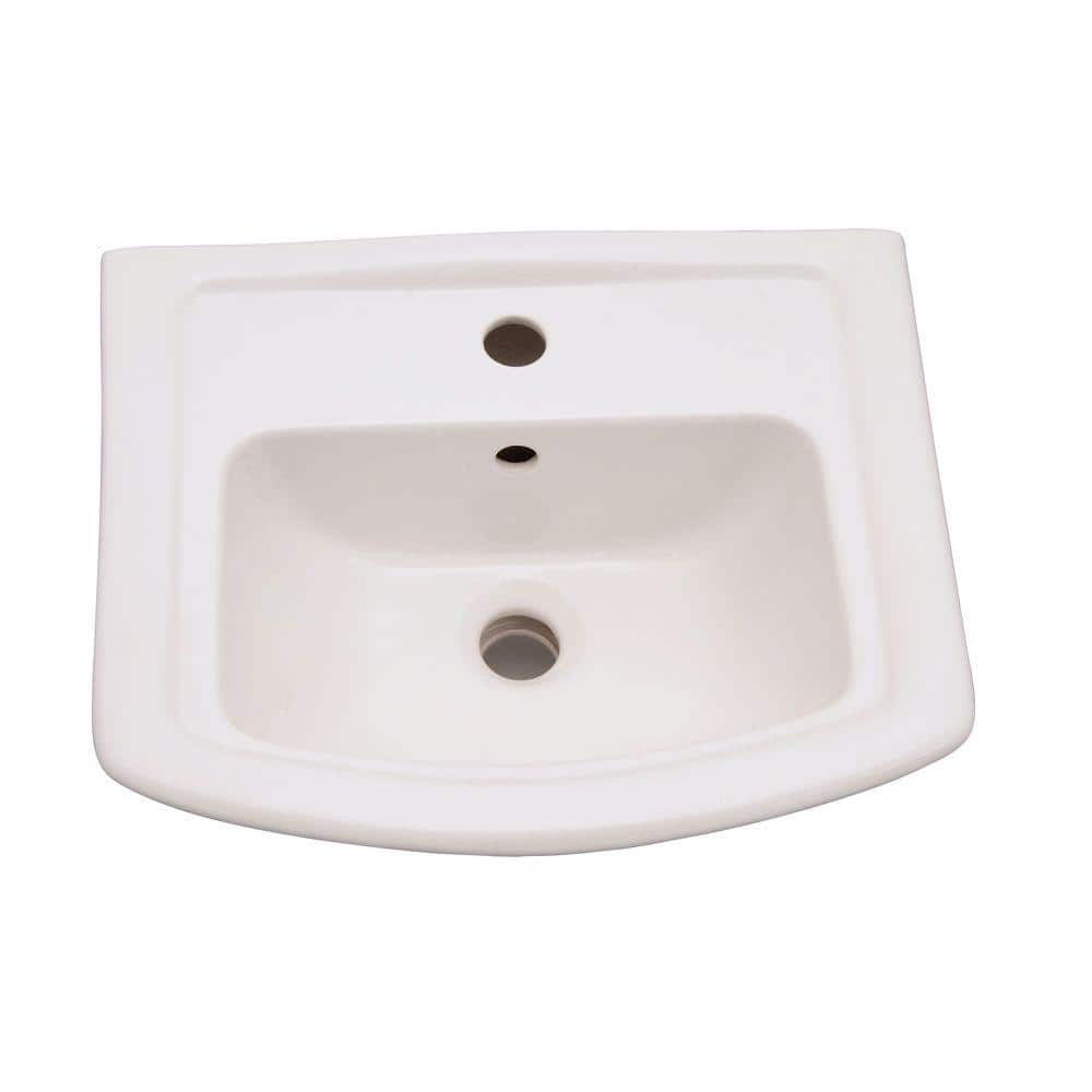 White Vitreous China Rectangular Pedestal Sink with Overflow