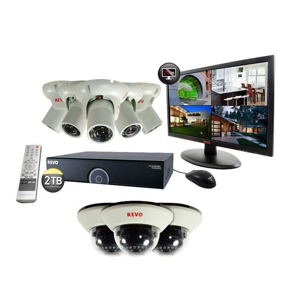Revo 16-Channel 2TB 960H DVR Surveillance System with (8) 1200 TVL 100 ft. Night Vision Cameras and 21.5 in. Monitor