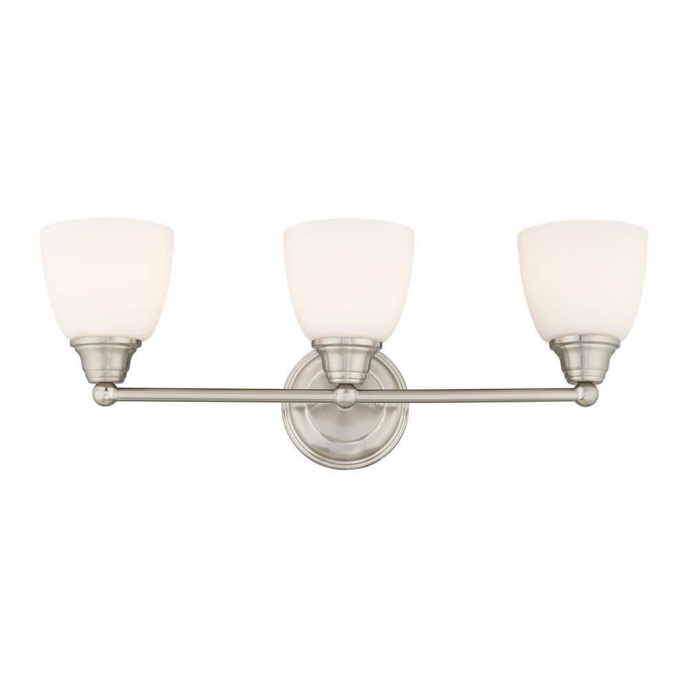 Somerville 23" Brushed Nickel 3-Light Vanity with Satin Opal White Glass