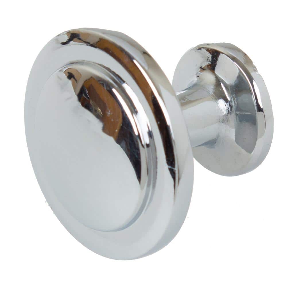 Polished Chrome Round Cabinet Knob with Mounting Hardware