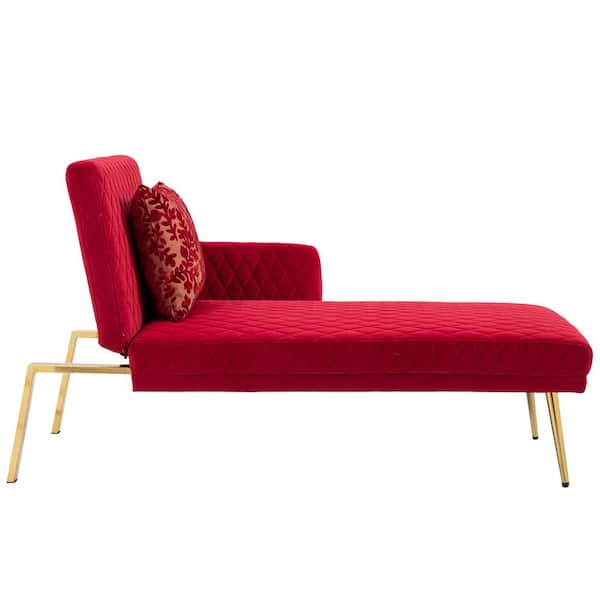 LY & S Collection 25.5 in. W Rose Red Velvet Twin Size Sofa Bed