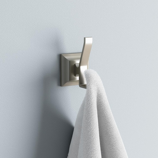 Leonard Collection Double Robe Hook in Satin Nickel