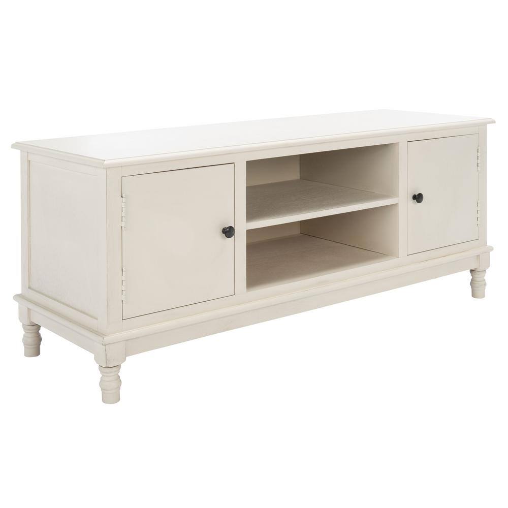 Countryside Charm Distressed White 53" Media Stand with Cabinet