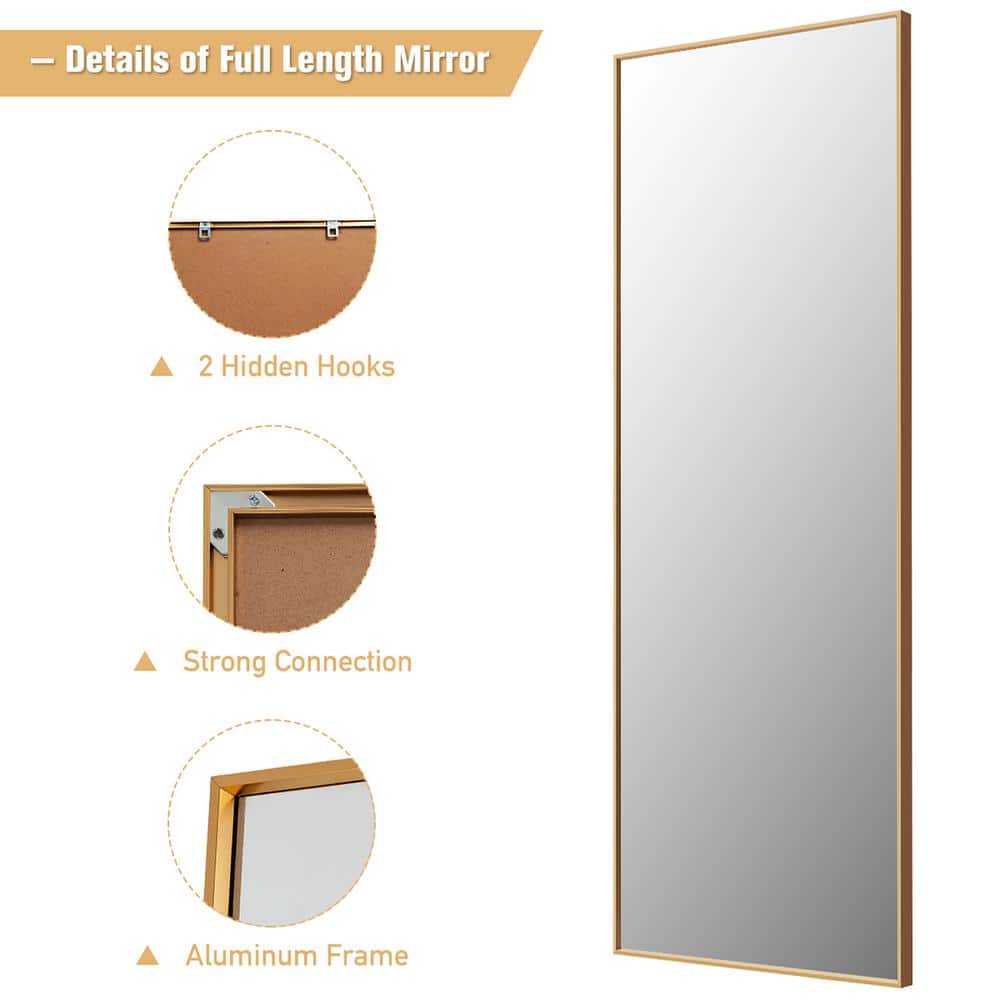 Elegant Gold Framed Full-Length Wood Mirror 22x59 inches