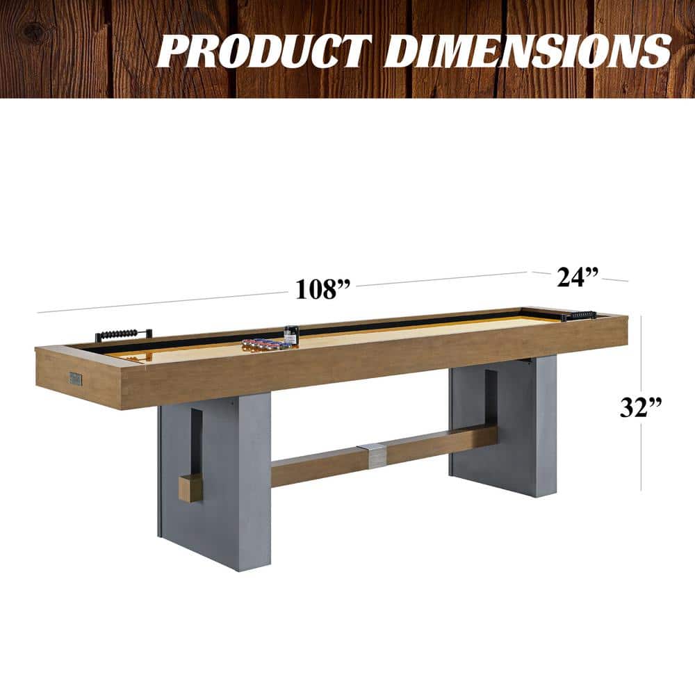Urban 9' Brown and Gray Wood Shuffleboard Table