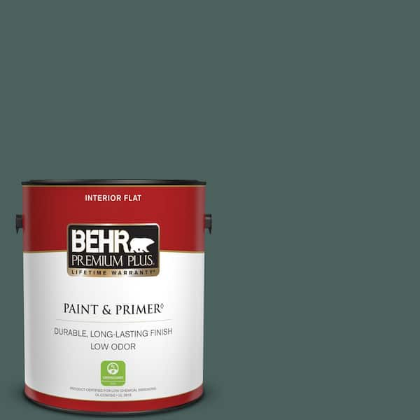 BEHR PREMIUM PLUS 1 gal. #BIC-54 Vert Pierre Flat Low Odor Interior Paint & Primer