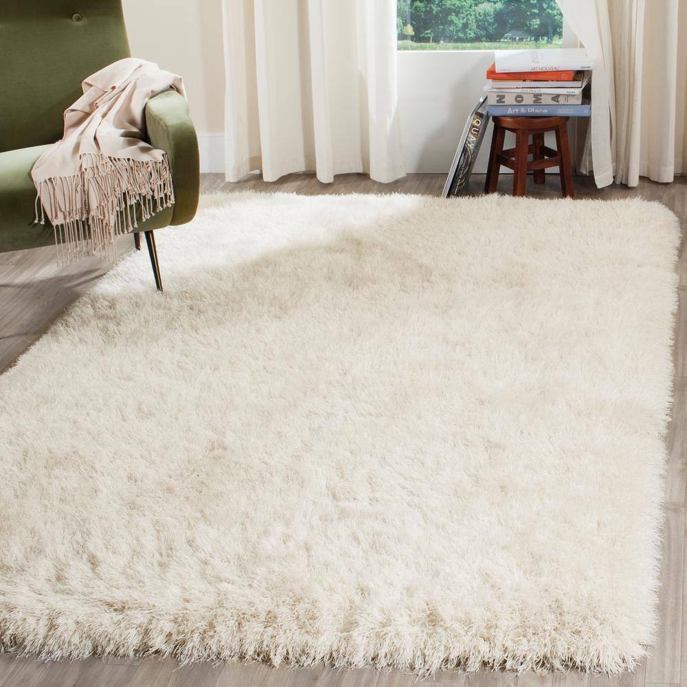Pearl Shimmer Hand-Tufted Synthetic 5' x 8' Shag Rug