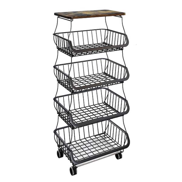 Cubilan Black Fruit Basket Kitchen Pantry Organizers