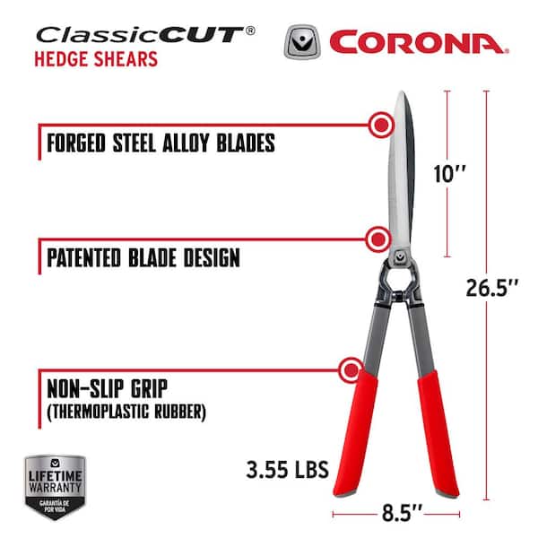 ClassicCUT 13.5 in. Forged Steel Blade with Comfortable Steel Handles Hedge Shears