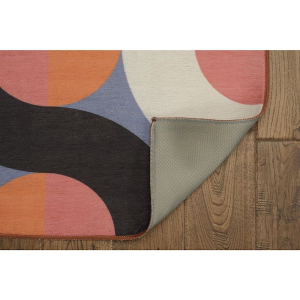 Jupiter Orange and Pink 5 ft. x 7 ft. Washable Polyester Indoor/Outdoor Area Rug