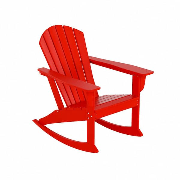 WESTIN OUTDOOR Mason Red Adirondack HDPE Plastic Outdoor Rocking Chair