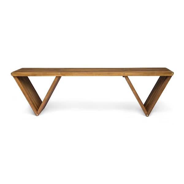 Metropol Teak Brown Wood Outdoor Patio Bench