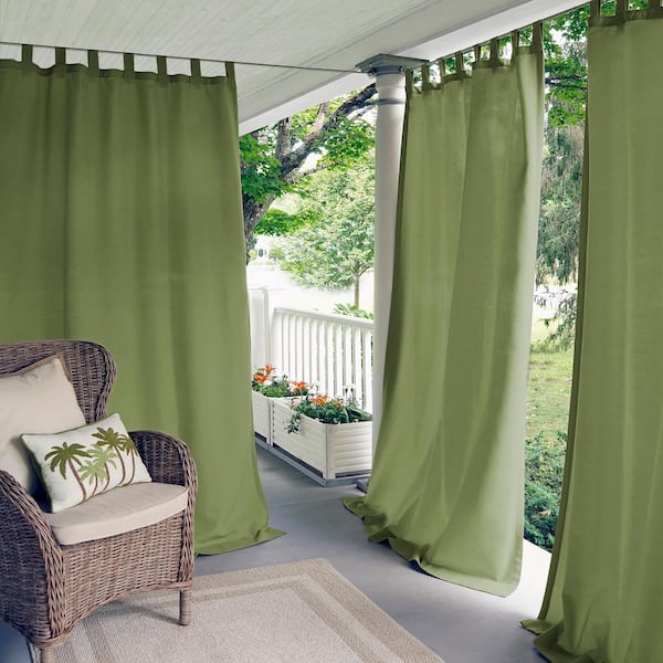 Elrene Green Solid Tab Top Room Darkening Curtain - 52 in. W x 84 in. L  026865643046 - The Home Depot