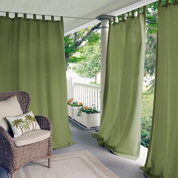 Elrene Green Solid Tab Top Room Darkening Curtain - 52 in. W x 108 in. L
