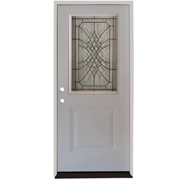 Steves & Sons 34 in. x 80 in. Webville 1/2 Lite Unfinished White Steel Prehung Front Door