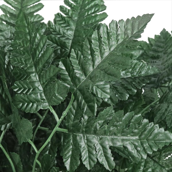 18 in. Artificial Leather Fern Leaf Stem Plant Greenery Foliage Bush (Set of 4)
