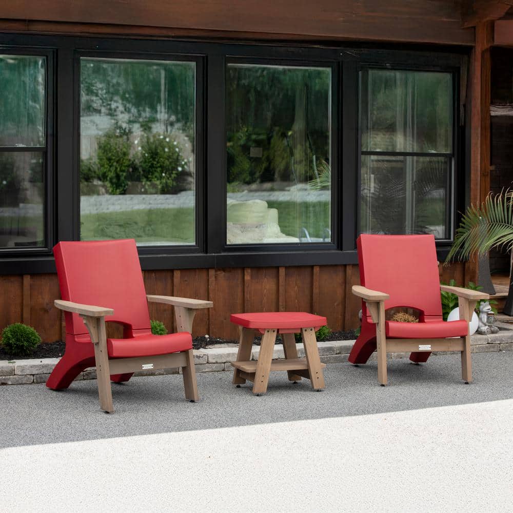 Red and Brown Cedar Resin 3-Piece Patio Conversation Set