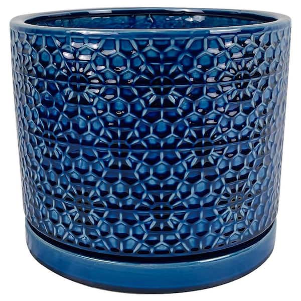 Vigoro 18 in. Blue Preston Ceramic Planter Decorative Pot CR00869S