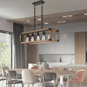 5-Light Retro Farmhouse Chandelier Hanging Pendant Light Fixture for Kitchen Dining Living Room
