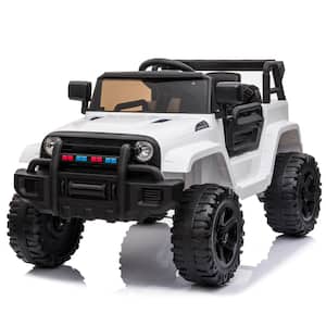 Ride On Truck 12-Volt Rechargeable Battery Powered Kids White Electric Double Drive Car