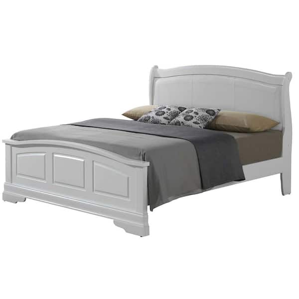AndMakers Louis Philippe White Upholstered Full Panel Bed