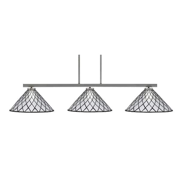Unbranded Cottonwood 3-Light Graphite Light Chandelier with Diamond Ice Art Glass Shades