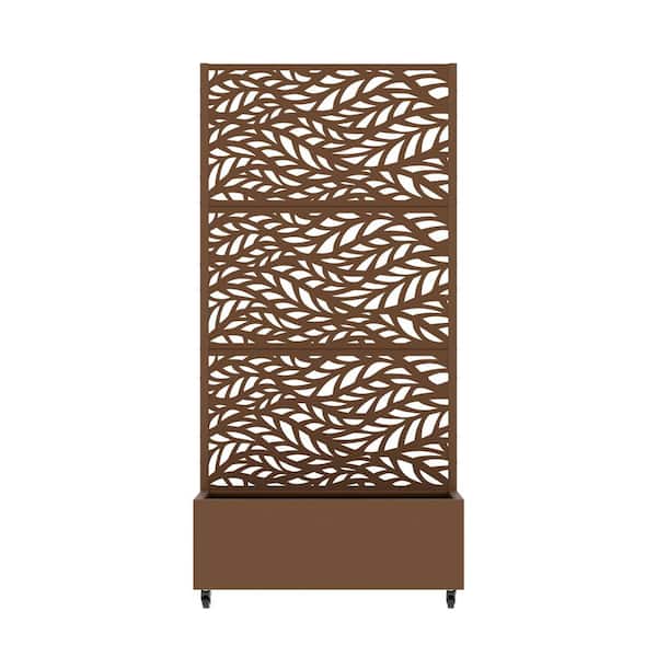 Lirago 72 in. H x 35 in. W Brown Metal Raised Planter Box with Trellis ...