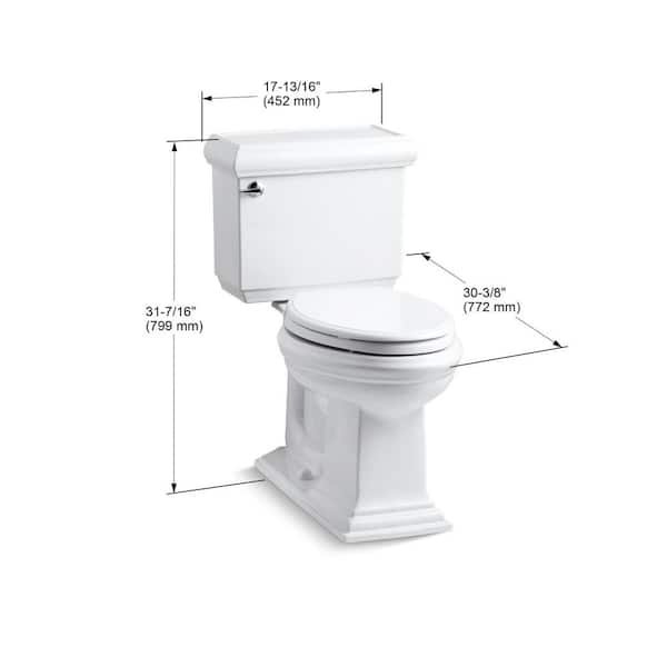 KOHLER Memoirs Classic 2-Piece 1.6 GPF Single Flush Elongated Toilet in  White with Rutledge Quiet Close Toilet Seat K-3818-4734-0 The Home Depot