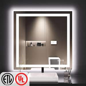 Super Bright 36 in. W x 36 in. H Rectangular Frameless LED Light Wall Bathroom Vanity Mirror Front Light and Backlit