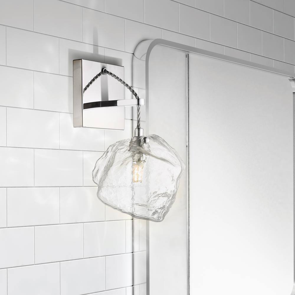 Boulder Collection Dimmable Vanity Wall Sconce in Mirrored Stainless Steel