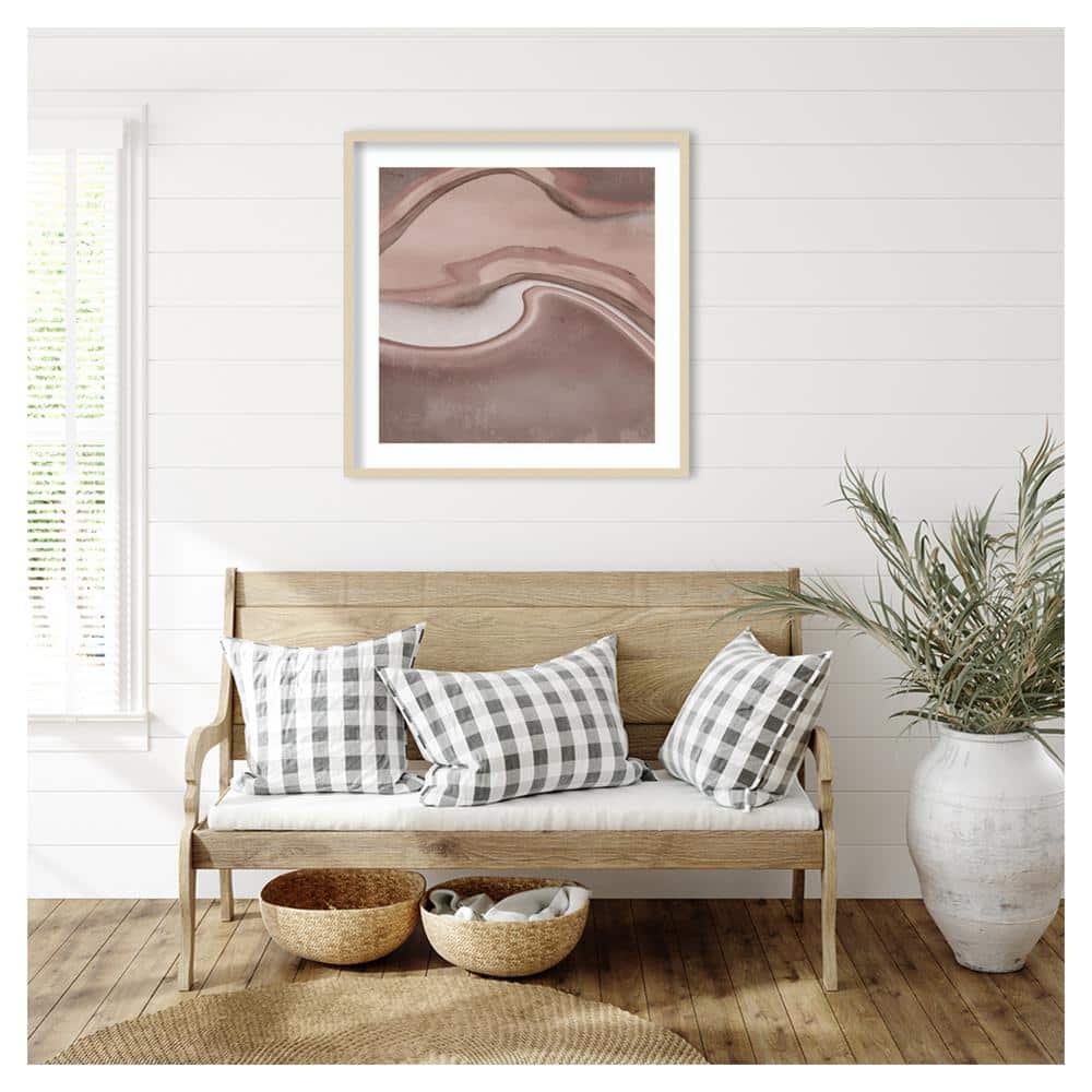 Alex Black 33" Earth Tones Abstract Lithograph in Brown Wood Frame
