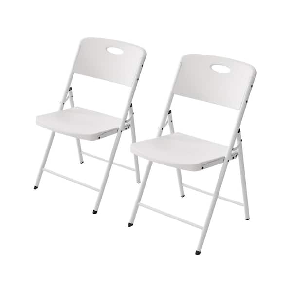 HDX Metal Frame White/White Resin Seat Indoor/Outdoor Folding