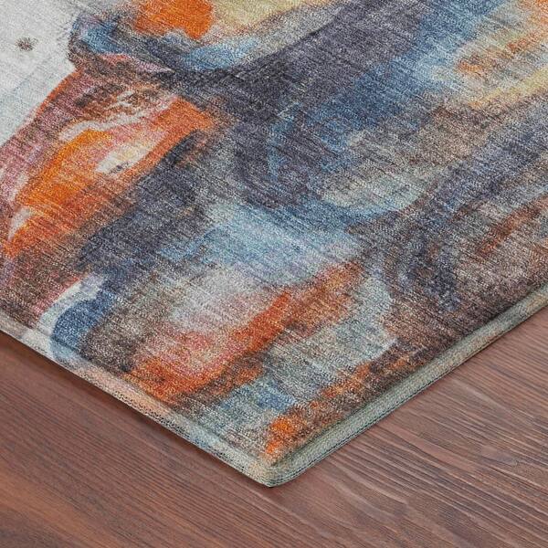 Mayfield Premium Machine Washable Abstract AMF2280 Ivory 2 ft. x 7 ft. Runner Rug