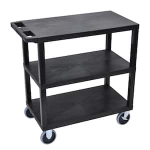 EC 35.25 in. W x 18 in. D x 35.5 in. H Utility Cart with 3-Flat Shelves and 5 in. Casters in Black