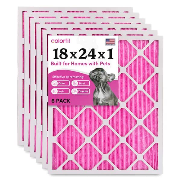 18 in. x 24 in. x 1 in. Odor Removal and Color Changing Pleated Furnace Air Filter, MERV 8 (6-Pack)