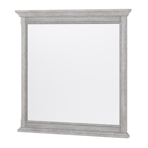 CRAFT + MAIN Ellery 32 in. W x 32 in. H Square Framed Wall Hung Bathroom Vanity Mirror in Vintage Grey