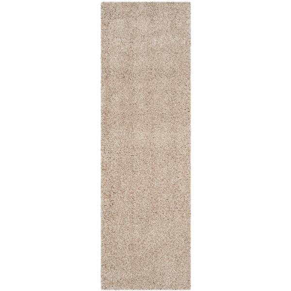 Santa Monica Shag 2 x 13 Beige Solid Runner Rug
