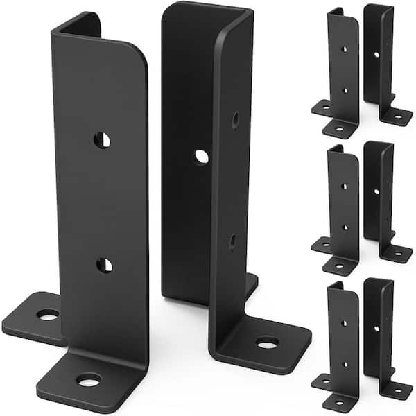 Steel Deck Post Anchor Brackets Kit Fit 1.5 x 1.5, 2 x 2, 2 x 4, 4 x 4 Posts for Wood Fence Pergola Railing Black 4-Pack