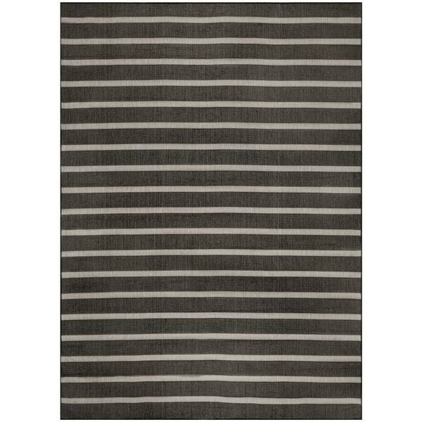 Positano Black Ivory 8 ft. x 10 ft. Stripes Contemporary Area Rug