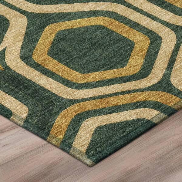 Chantille Machine Washable Indoor/Outdoor Abstract ACN2956 Emerald 2 ft. x 7 ft. Runner Rug