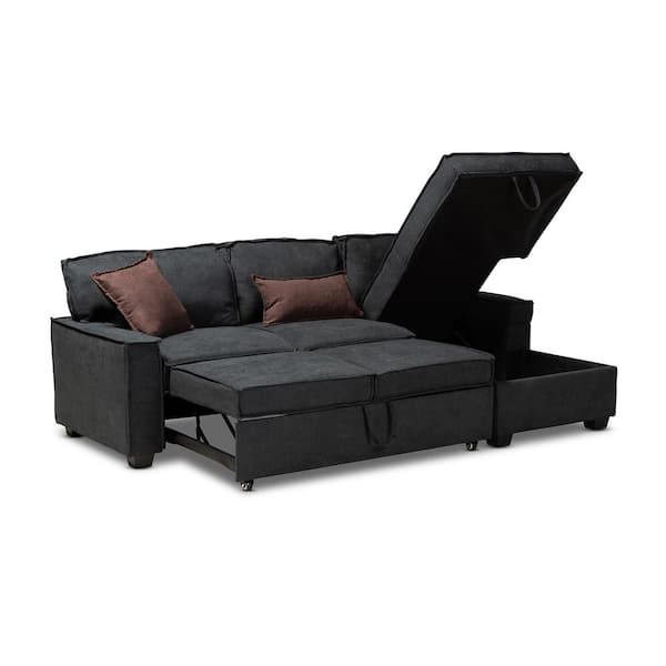 Baxton Studio Emile 93 7 In Charcoal, Fabric Twin Sleeper Chair Bed