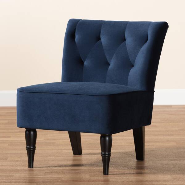 Baxton Studio Harmon Navy Blue and Black Side Chair 186 11686 HD