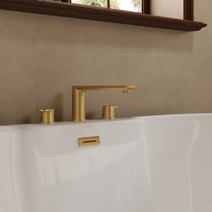 YAWWALK Double Handle Deck Mount Roman Tub Faucet with 360° Swivel
