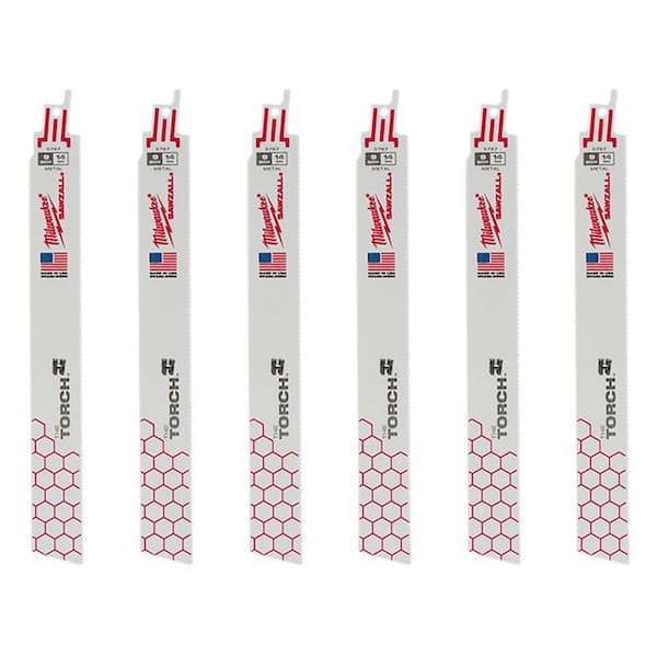 Milwaukee 9 in. 14 Teeth per in. TORCH Medium Metal Cutting SAWZALL Reciprocating Saw Bladess (6 Pack)